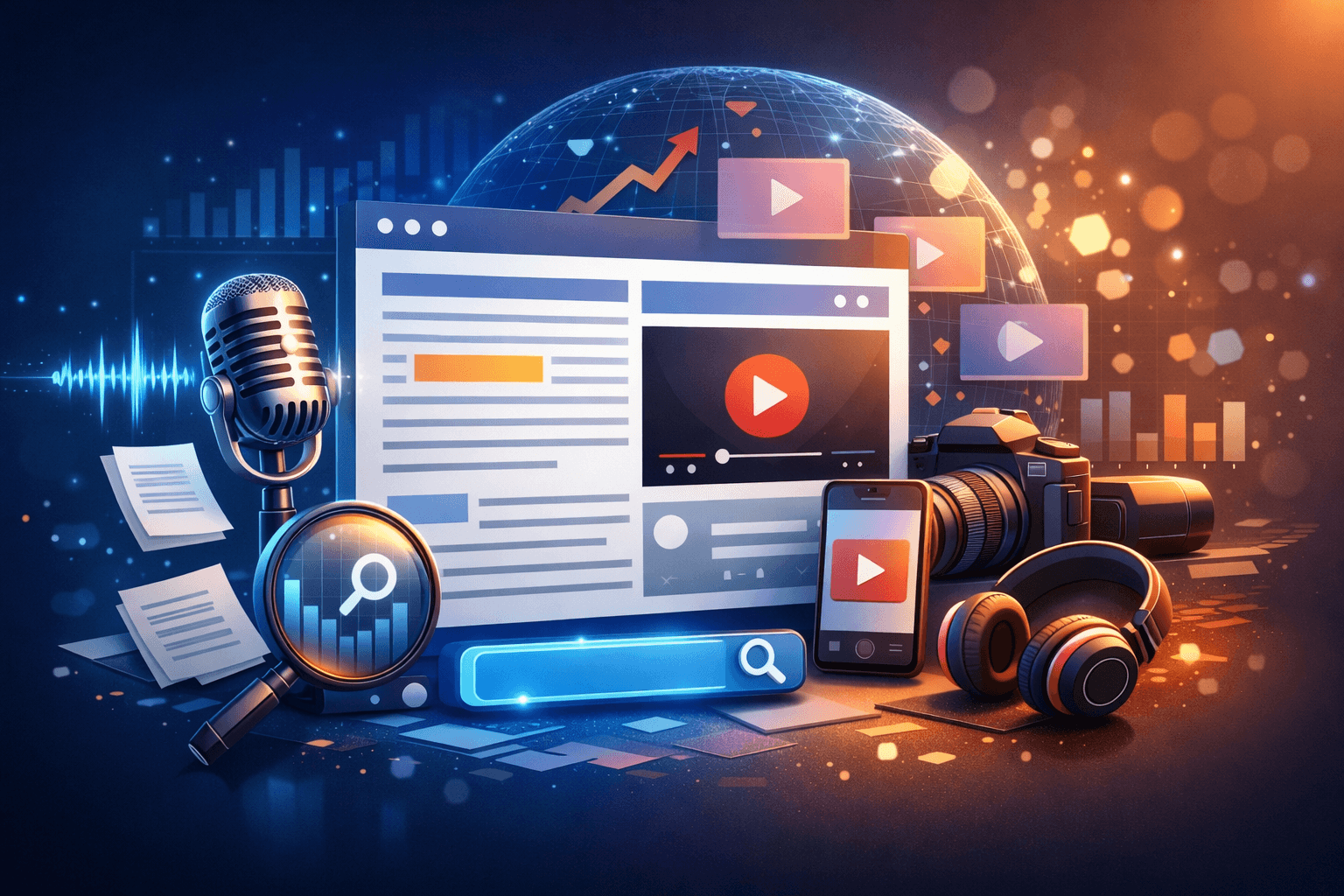 لماذا المحتوى المتكامل (نص + صوت + فيديو) يتصدر نتائج البحث الحديثة